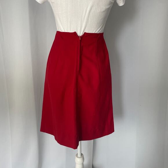 Vintage Skirt Size XS Red Solid A Line Knee Length Retro Secretary High Rise - Picture 8 of 14